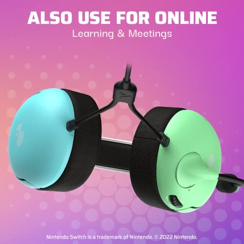 Image of PDP Gaming LVL40 Stereo Headset with Mic for Nintendo Switch /Switch Lite /OLED - Wired Power Noise Cancelling Microphone, Lightweight, Soft Comfort On Ear Headphones (Animal Crossing Blue & Green)