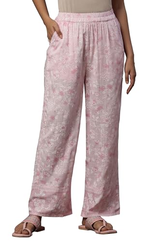 Palazzo rose femme Aurelia coupe droite pantalon fluide rayonne S