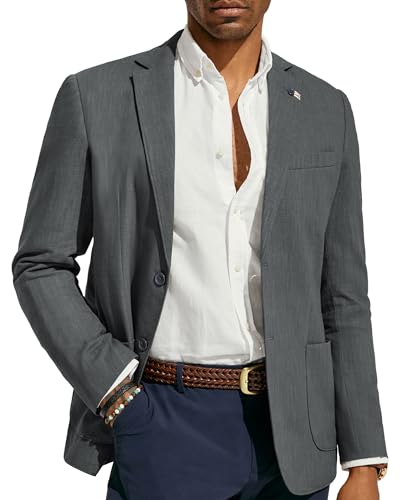 Image of PJ PAUL JONES Mens Casual Blazer Lightweight Linen Sport Coat 2 Button Unlined Suit Jackets