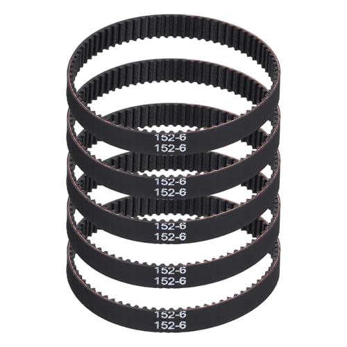 sourcing map 152mm GT-2 Timing Belt, 5pcs 6mm Width 2mm Pitch 3D Printing GT-2 Timing Belt Closed Loop Rubber, Black