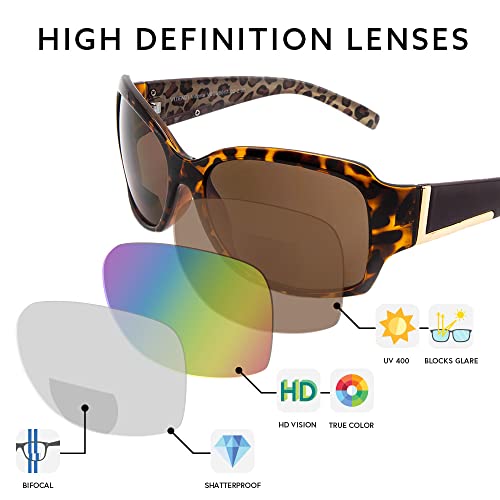 Vitenzi Bifocal Sunglasses For Women, Jackie O Reading Tinted Readers, Vittoria In Tortoise 2.75 #TOP1