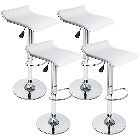 GotHobby 4 Pcs White Modern Bar Stool Pub Counter Adjustable Swivel Low Profile Chair Cover