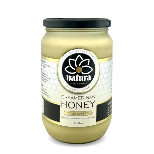 natura Honey Creamed Honey Wildflowers Single Source from Srebarna Biosphere Region – 100% Pure, Unpasteurized in Glass Jar 900g
