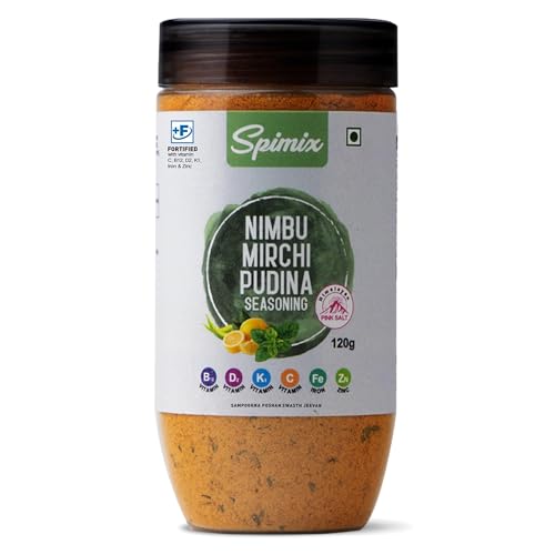Image of SPIMIX Nimbu Mirch Pudhina Masala, Tangy & Spicy Lemon Mint Seasoning Blend With Premium Himalayan Pink Salt, Sprinkle on Chaat, Salads, Raita & Snacks, US FDA Approved (120 gram)