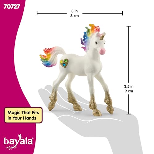 SCHLEICH BAYALA | Regenbogeneinhorn Fohlen 70727 | detailgetreue, Fantastische Figuren | tolles Geschenk für Mädchen und Jungen | wunderschöne Sammelfiguren | Spielfigur ab 5 Jahren | 8 x 3 x 9 cm