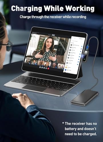 Image of VELOMAX Mic for YouTube Wireless, Noise Reduction Magnetic Clip Wireless Microphone with LED Indicator Light Android Type-C Port (Single Mic for USB-C & Lightning & USB Type-A Port)