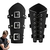 CHUANFU 2 Piezas Brazaletes Vikingos Punk de Hecho, Brazales Retro Armadura Medieval Brazalete, Protector de Halloween Viking Punk, Accesorio de Disfraz para Fiesta Cosplay Carnaval (Negro)