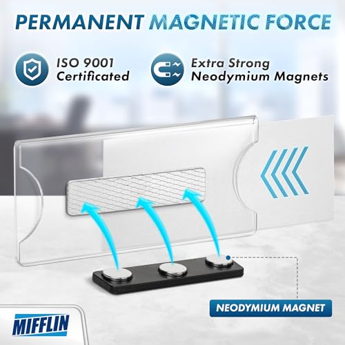 Mifflin-USA - Premium Acrylic Magnetic Name Tag Kit - 10 PK, 3x1