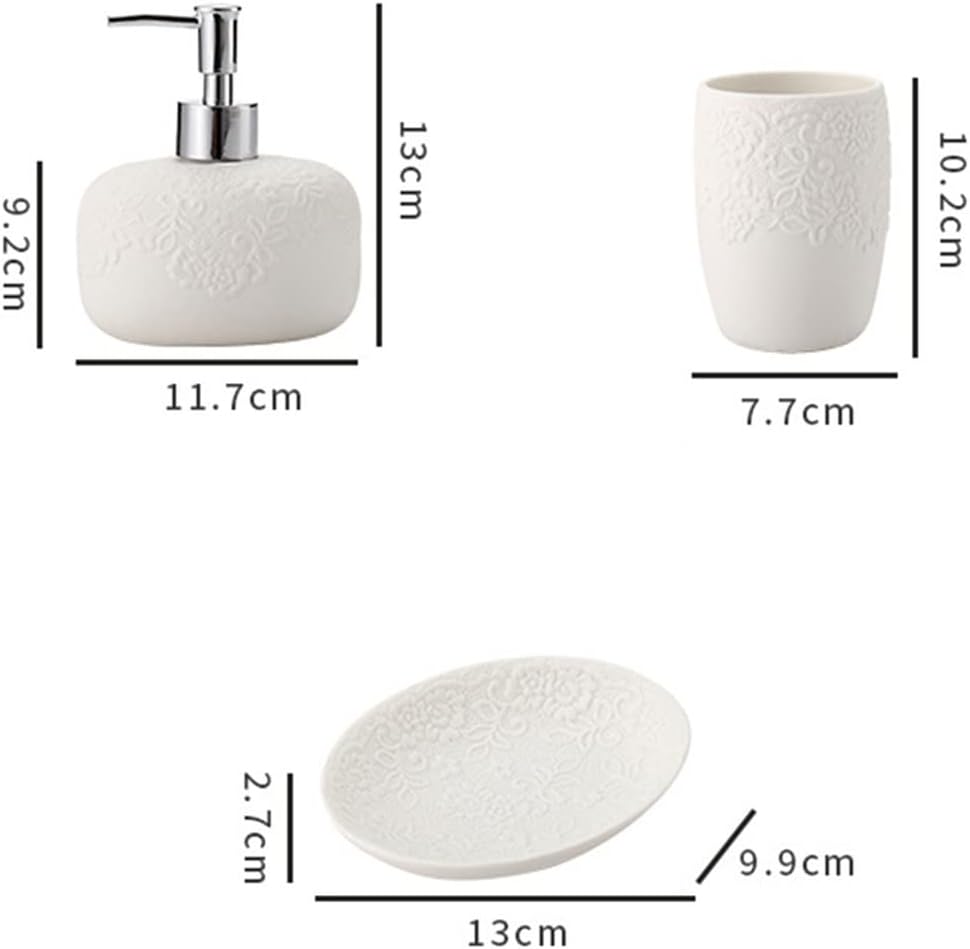 Ceramic White Bathroom Accessory Sets Decoration Toothbrush Cup Shampoo Dispenser Soap Dish Creative Toilet Organizer Supplies