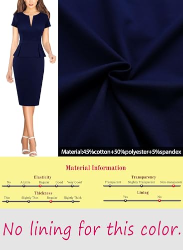 Image of VFSHOW Womens Work Business Office Front Zipper Peplum Bodycon Dresses Elegant Short Sleeve Slim Church Pencil Sheath Dress