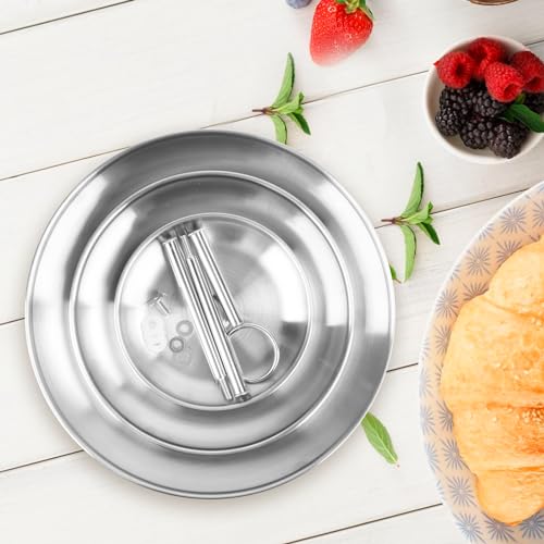 Foto von Fonyet Etagere 3 Etagen Edelstahl Cupcake Ständer Silber Etagere 3 stöckig Moderne Küchen Hochzeit Party Deko, Serviertablett Ständer Wiederverwendbar für Desserts, Kuchen, Käse und Obst