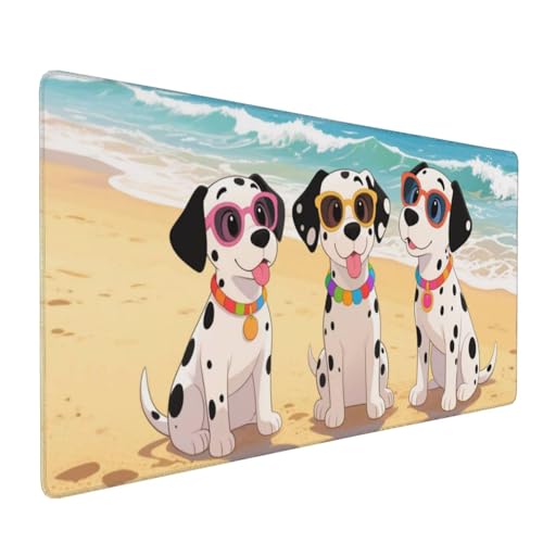 Tapis de souris de jeu motif chiens de plage grand cadeau pour bureau ordinateur