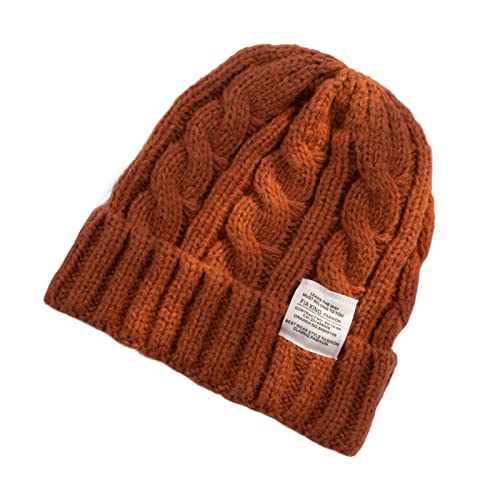 Haibinsuo Bonnet tricoté torsadé pour garder au chaud - Texture tricotée douce - Unisexe - Marron Cover