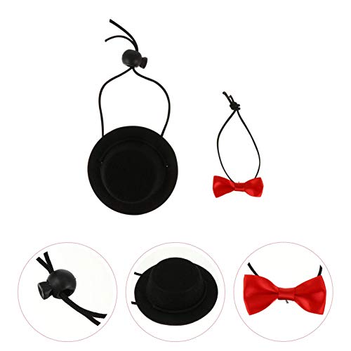 Balacoo 2PCS Bearded Dragon Hat and Bowtie Cute Easter Small Pet Clothes Set Adjustable Small Animals Bowtie Hat for Reptile Lizards (Black Hat+ Red Bowtie) - Image 9