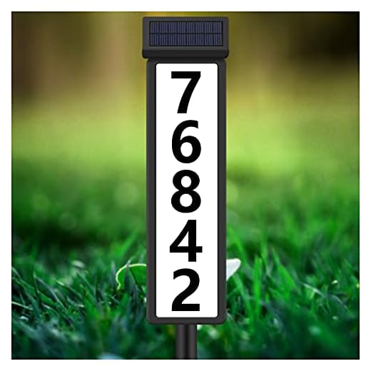 Address Numbers Light House Numbers Sign Solar Lighted Address Sign House Number Plaques With Stake House Number light for Houses Outside Modern Yard Street and Garden (Height 35 Inches)