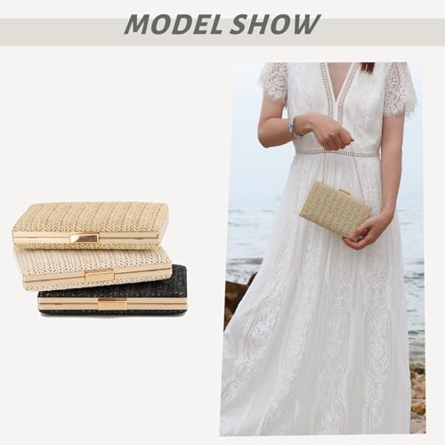 Image of GOKTOW Straw Clutch Purse Raffia Rattan Summer Woven Beach Handbags for Women Vacation Travel 2024