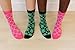 Gooji Witch Socks for Women, Halloween Argyle Crew Socks, Pink Witch Costume Accessories (Pink)