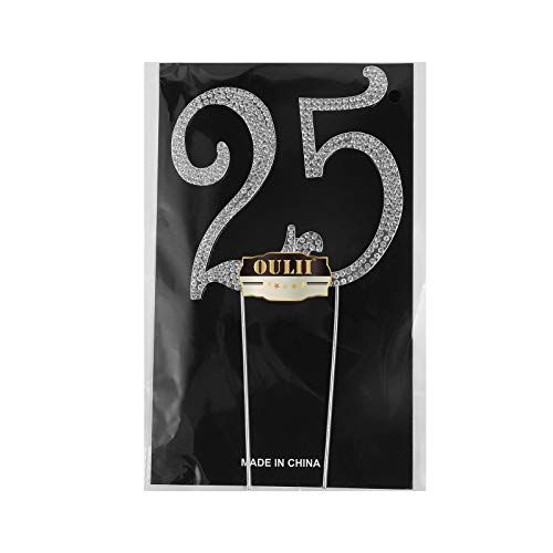 Oulii Birthday Number Cake Topper Anniversary Crystal Rhinestones Decorative Cupcake Topper For 25Th Birthday Party Supplies (25) #TOP6