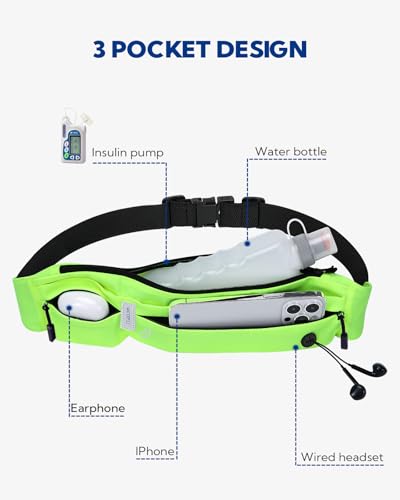 Image of WATERFLY Running Belt Fanny Pack: Runner Marathon Jogging Waist Pack Sport Workout Exercise Fitness Phone Holder Belt for Men Women Jogger Slim Waistband