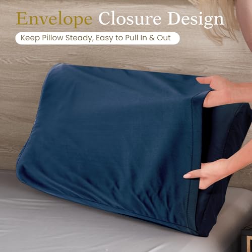 Image of Contour Pillowcase- Rayon Derived from Bamboo Cooling Pillow Case Cover for Contour Cervical Neck Pillow- Breathable Silky Soft Pillowcase for Hot Sleepers,24 x14 x5 /3.7 Inches 1 Piece Navy Blue