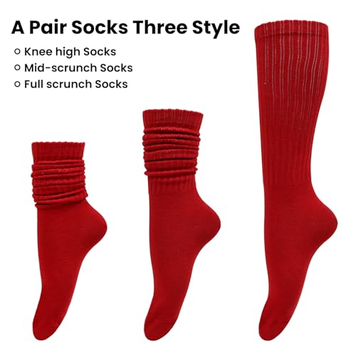 Heran 6 Pairs Slouch Socks for Woman, Colors Knee High Scrunch Socks for Women Girls Students, Mid-Calf Casual Stockings2