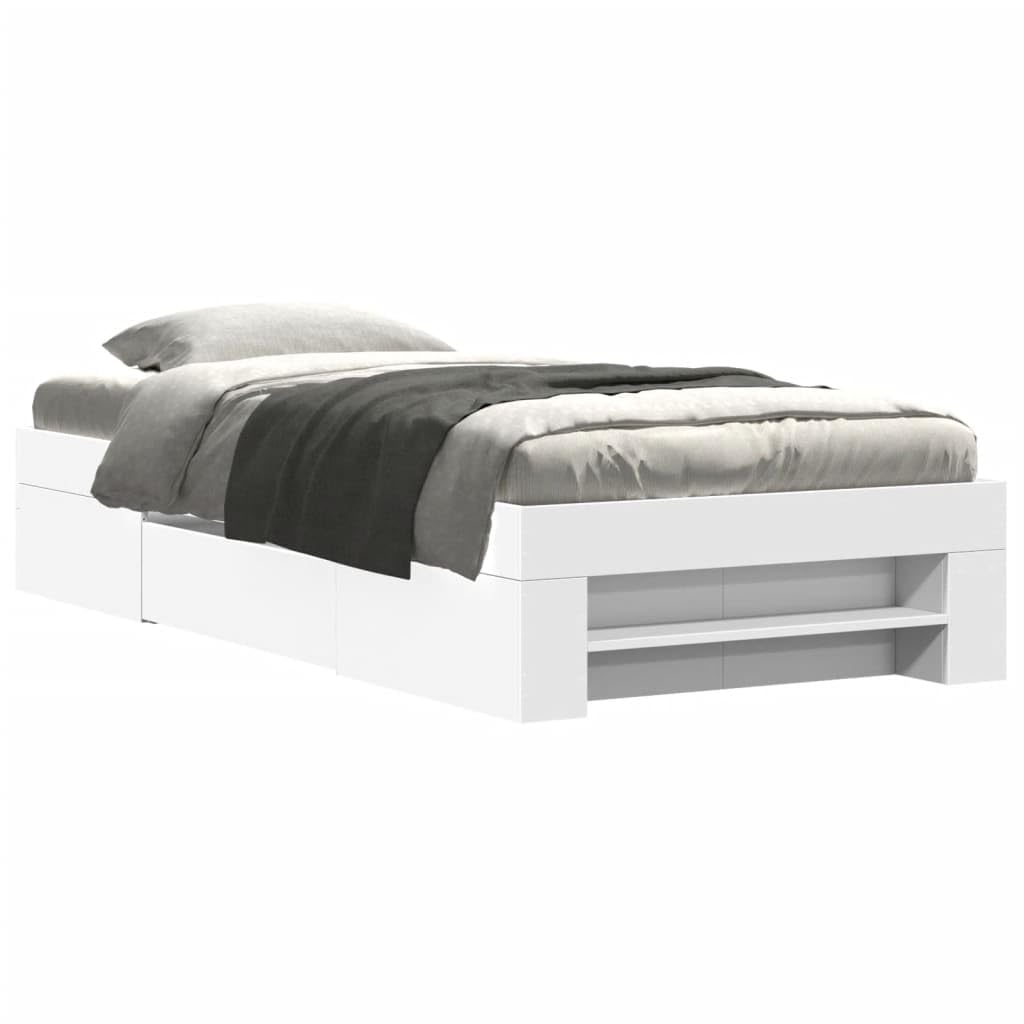 Struttura Letto, Struttura in Derivati ​​del Legno, Letto Contenitore in Legno con Cassetti e Scomparti Aperti per Materasso Singolo o Matrimoniale (90 x 200 cm)