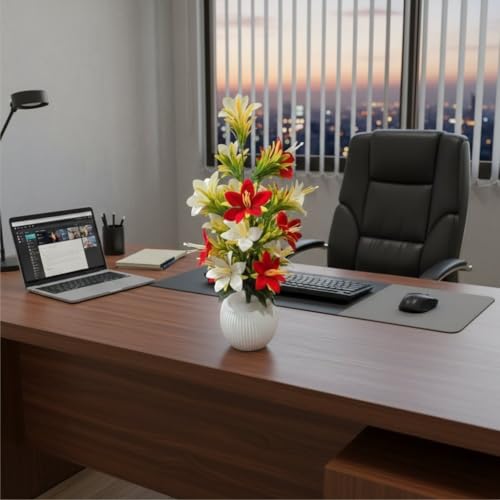 Image of Artificial Flowers with Pot for Home Decor | Big Size Artificial Plants for Living Room Decor | Premium Artificial Flower Vase for Living Room, Bedroom & Hall