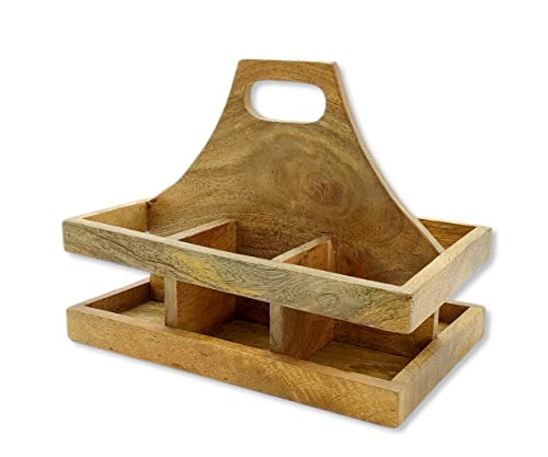 DARO DEKO Holz Flaschenhalter mit Griff für 6 Flaschen 23 x 31cm Flaschen-Träger Männerhandtasche Bierträger Cover