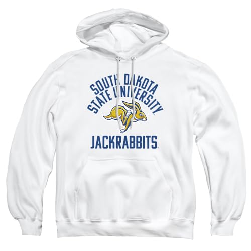 South Dakota State University Official Jackrabbits Logo Unisex Adult Pull-Over Hoodie, White, Large