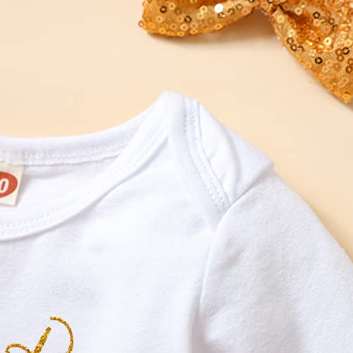 Toddler Kids Girls Infant Halloween Letters Romper Jumpsuit Mesh Tulle Skirt Hairband 3Pcs Set (`-White, 12-18 Months) #TOP4
