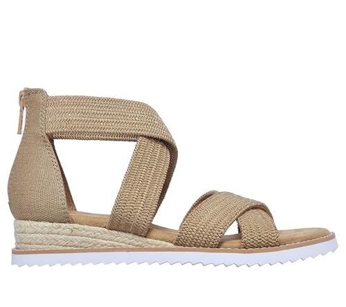 Skechers Skechers BOBS womens Ankle-Strap Sandal, Tan, 6 US