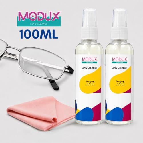 Image of LENS CLEANER for Spectacles, Eyeglasses, Sunglasses, Camera Lenses and Binoculars (2 Bottle with 2 Cloth)