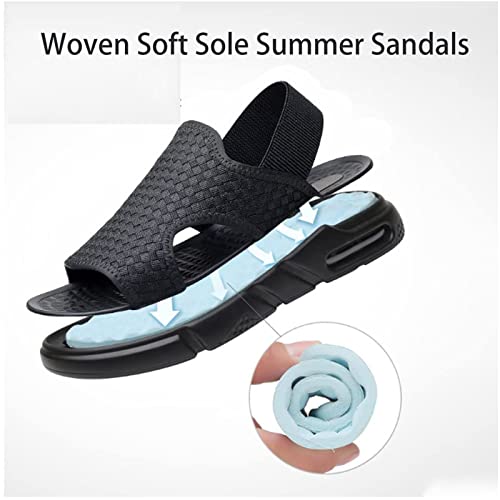 Men's Woven Soft-Soled Sandals, Summer Outdoor Open-Toed Non-Slip Casual Height-Increasing Sports Beach Sandals4