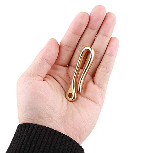 GTHER Chaveiro de gancho de peixe de 60 mm, chaveiro de gancho em U de latão sólido, clipe de bolso,