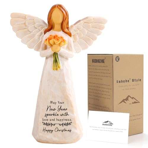 Kohehe 5.5'' Happy Christmas Angel Figurine Gifts for Home Decor,Christmas