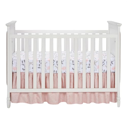 Image of Lambs & Ivy Petals Gray /Pink Sateen Cotton Floral 3-Piece Baby Crib Bedding Set