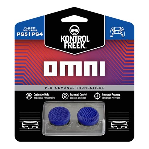 Grips KontrolFreek Omni PS4 y PS5 thumbsticks de perfil bajo cóncavos azul