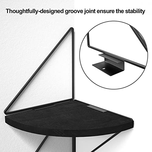 Szqinji Corner Shelf Wall Mount 4-Tier Rustic Wood Floating Shelves Wall Shelves For Bedroom Living Room Bathroom Kitchen Office Vintage Black #TOP7