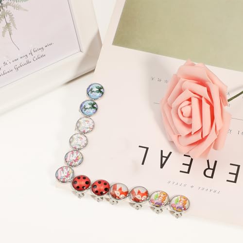 Hifot 6 Paare Clip Ohrringe mädchen, Süße Ohrclips Einhorn Marienkäfer Fuchs Schmetterling Meerjungfrau Ohrringe Set Runde Glas schmuck kinderohrringe Geschenk Partyzubehör