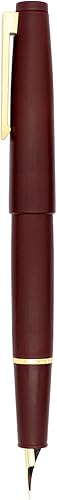 Gullor Pluma estilográfica de color X80, diseño simple con convertidor y caja de regalo, clip dorado, punta fina (0.020 in), rojo
