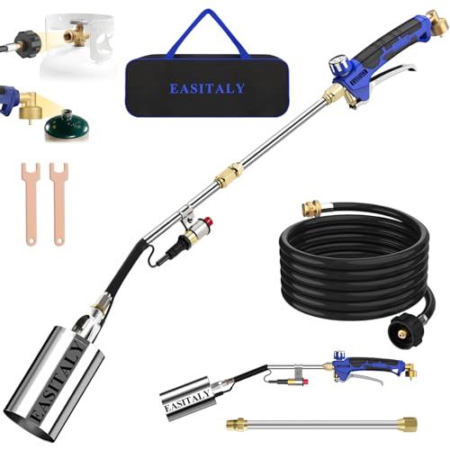 Propane Torch Weed Burner Kit with Storage Bag High Output with 12.5FT Hose Heavy Duty Blow Torch Flamethrower with Long/Short Mode for Flame Weeding Roofing Ice Melting Road Marking BBQ(33.4)