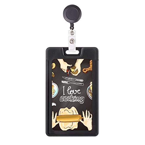 Étui rétractable pour badge avec clip et enrouleur I love Dumplings