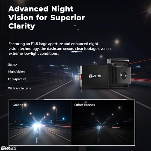 Image of Golens T2Pro 3 Channel 4K Dash Cam for Car with WiFi & GPS | 8MP Front + 1080P Inside & Rear | Sony STARVIS Night Vision | 170 Wide Angle | Parking Monitor, G-Sensor, Loop Recording | Supports 256GB