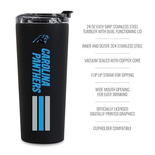 Image of Rico Industries NFL Football 24oz Stainless Steel Tumbler with Lid and Dual Functioning Lid