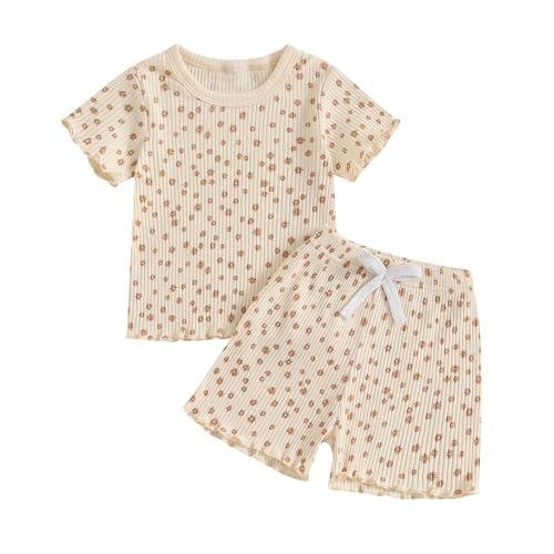 Image of Toddler Baby Girl Summer Outfit Short Sleeve T Shirt Top Casual Shorts Set Infant Newborn Clothes 6 12 18 24 Month