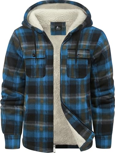 Image of GEEK LIGHTING Men's Flannel Shirts Jacket Sherpa Lined Fleece Plaid Hoodie Long Sleeve Winter Warm Coat