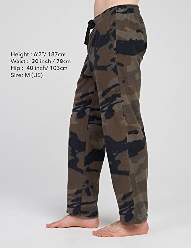 Lapasa Men's Fleece Pajama Pants Plaid Loungewear Soft Warm Sleepwear Pants Nightwear Pj Bottoms Drawstring And Pockets M128 Large (Fleece) Green Camouflage #TOP1