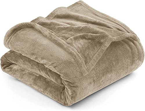 Image of SANMARINO Premium Solid Flannel Blanket for Single Bed | Super Soft Touch Plush Fleece Blanket | All Season Lightweight Yet Cozy Blanket for Bed,Sofa,Couch, Travel & Camping | 152 x228 cm (Beige)
