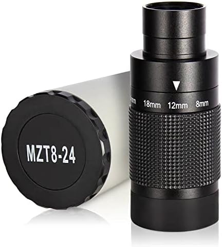 SOLOMARK 1.25" Deluxe Zoom Telescope Eyepiece 8-24mm with T-Thread, Continuous Zooming Variable, FMC Broadband HD Green Film Telescope Accessories