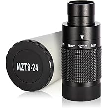SOLOMARK 1.25" Deluxe Zoom Telescope Eyepiece 8-24mm with T-Thread, Continuous Zooming Variable, FMC Broadband HD Green Film Telescope Accessories